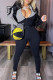 Grey Fashion Casual Patchwork Basic Zipper Collar Skinny Jumpsuits