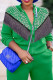 Green Casual Solid Tassel Patchwork Beading Zipper Collar Long Sleeve Two Pieces