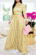 Yellow Casual Plaid Patchwork Half A Turtleneck Long Sleeve Two Pieces