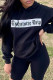 Black Fashion Casual Print Basic Hooded Collar Tops