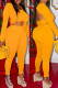 Yellow Sexy Casual Solid Backless O Neck Long Sleeve Two Pieces