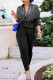 Black Casual Solid Tassel Patchwork Beading Zipper Collar Long Sleeve Two Pieces