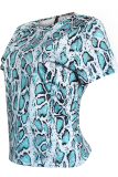 Yellow Sexy Animal Print Patchwork O Neck T-Shirts
