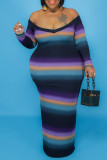 Red Fashion Casual Print Basic V Neck Long Sleeve Dresses pre-sale