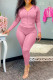 Pink Fashion Casual Solid Patchwork Zipper Hooded Collar Long Sleeve Two Pieces