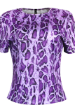 Yellow Sexy Animal Print Patchwork O Neck T-Shirts