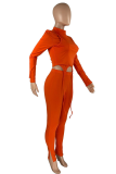 Red Sexy Solid Patchwork Half A Turtleneck Long Sleeve Two Pieces