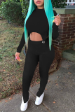 Red Sexy Solid Patchwork Half A Turtleneck Long Sleeve Two Pieces