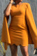 Yellow Fashion Sexy Solid Patchwork O Neck Pencil Dresses
