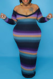 Red Fashion Casual Print Basic V Neck Long Sleeve Dresses pre-sale
