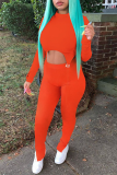 Red Sexy Solid Patchwork Half A Turtleneck Long Sleeve Two Pieces