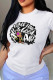 White Street Print Patchwork O Neck T-Shirts
