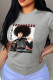 Grey Street Print Patchwork O Neck T-Shirts