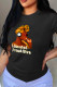 Black Casual Print Patchwork O Neck T-Shirts