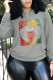Grey Casual Street Print Patchwork O Neck Tops