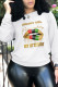 White Street Sportswear Print Patchwork O Neck Tops