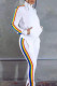 White Casual Street Solid Patchwork Zipper Collar Long Sleeve Two Pieces