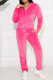 Rose Red Casual Sportswear Solid Patchwork Zipper Hooded Collar Long Sleeve Two Pieces