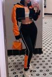 Pink Casual Solid Patchwork Zipper Collar Long Sleeve Two Pieces