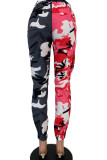 Green Street Print Camouflage Print Patchwork Regular Pencil Full Print Bottoms