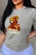 Grey Casual Print Patchwork O Neck T-Shirts