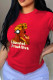 Red Casual Print Patchwork O Neck T-Shirts