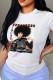White Street Print Patchwork O Neck T-Shirts
