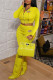 Yellow Fashion Casual Print Patchwork Zipper Hooded Collar Long Sleeve Two Pieces