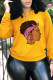 Yellow Street Daily Print Patchwork O Neck Tops