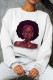 White Casual Street Print Patchwork O Neck Tops