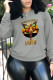Grey Casual Print Patchwork O Neck Tops