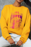 Yellow Casual Street Print Patchwork O Neck Tops