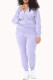 Purple Fashion Casual Solid Basic Hooded Collar Long Sleeve Two Pieces
