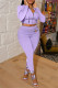 Purple Fashion Casual Print Patchwork Zipper Hooded Collar Long Sleeve Two Pieces