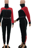 Pink Casual Solid Patchwork Zipper Collar Long Sleeve Two Pieces