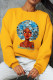 Yellow Casual Street Print Patchwork O Neck Tops