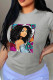 Grey Fashion Print Patchwork O Neck T-Shirts