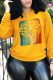 Yellow Casual Print Patchwork O Neck Tops