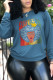 Blue Casual Street Print Patchwork O Neck Tops