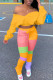 Yellow Casual Street Patchwork Fold V Neck Long Sleeve Two Pieces