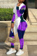 Purple Fashion Casual Print Patchwork O Neck Long Sleeve Two Pieces