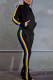 Black Casual Street Solid Patchwork Zipper Collar Long Sleeve Two Pieces