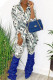 White British Style Print Turndown Collar Long Sleeve Two Pieces