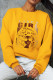 Yellow Street Sportswear Print Patchwork O Neck Tops