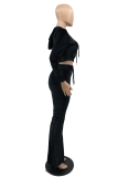 Red Casual Solid Patchwork Hooded Collar Long Sleeve Two Pieces