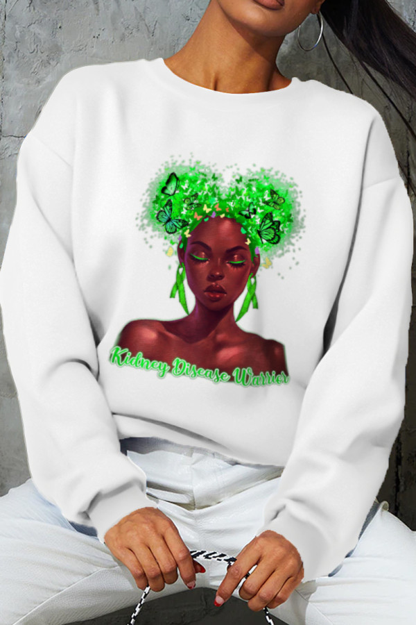 White Street Cute Print Patchwork O Neck Tops
