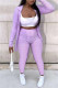 Light Purple Fashion Casual Solid Cardigan Hooded Collar Long Sleeve Two Pieces