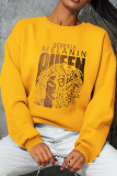 Yellow Street Daily Print Patchwork O Neck Tops