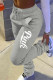 Light Gray Fashion Casual Letter Print Basic Regular Mid Waist Trousers