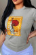 Grey Fashion Street Print Patchwork O Neck T-Shirts